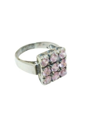 Silver ring with zircon hearts nine rose new, silver pink