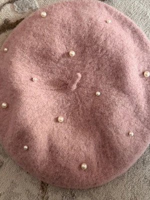 Beret with pearls pink like new H&M