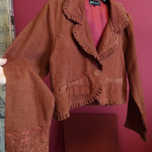 Corduroy cropped jacket terracotta S/M in excellent condition