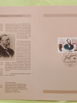 German stamp 1997 with Bonn first day cancellation
