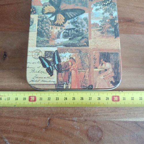 Vintage metal decorative storage box with butterflies like new