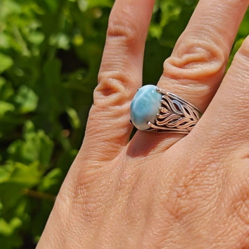 Silver ring with Larimar new, sterling 925