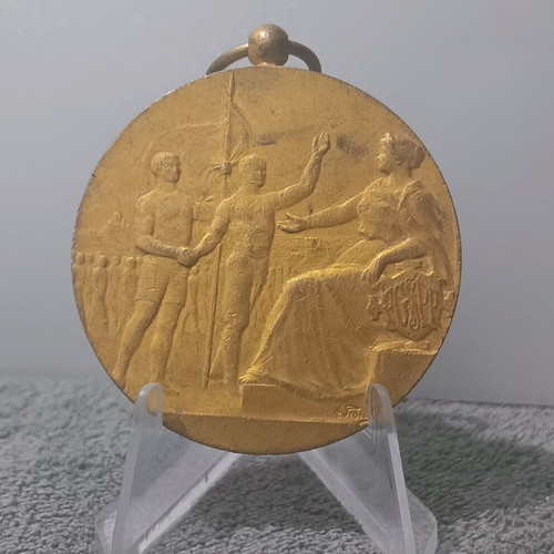 Gold plated Salbris 1914 sports medal like new, France