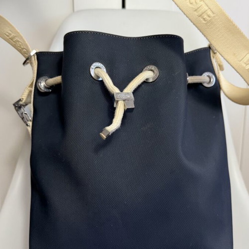 Lacoste bucket bag crossbody used, navy and beige