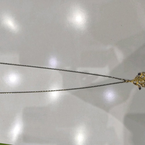 Necklace with gold-plated element and purple beads new