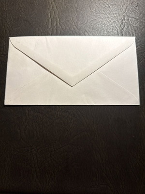 White paper envelope new, classic triangular flap
