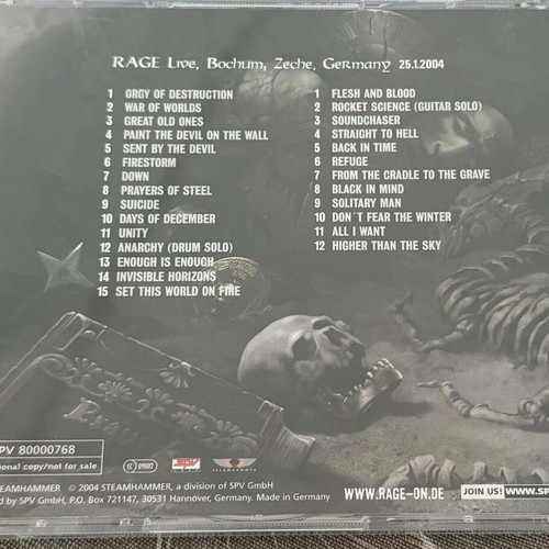 Rage From The Cradle To The Stage 2CD promo used, metal
