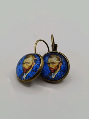 Vincent Van Gogh 14mm dangle earrings new, bronze base