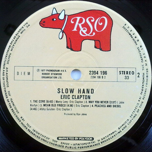 Eric Clapton Slowhand vinyl record used, rock
