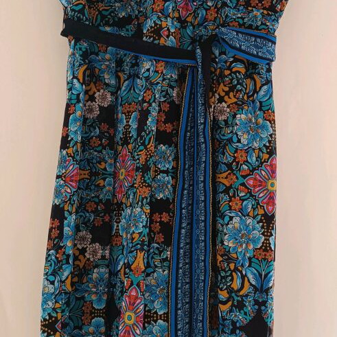 Sandra Darren midi sleeveless dress Medium like new, black and blue