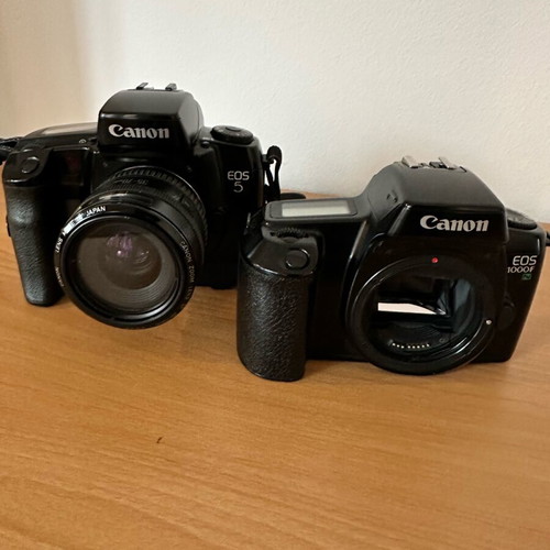Canon EOS 5 and EOS 1000F N film cameras used for repair or parts