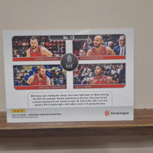 Armani Milano Team Quads Sparkle Panini Contenders EuroLeague 2025-26 like new