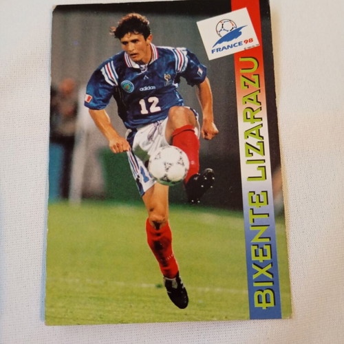 Panini collectible card Bixente Lizarazu used, France 98