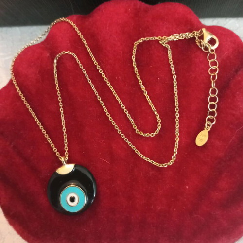 Silver 925 Evil Eye Necklace gold plated with enamel like new