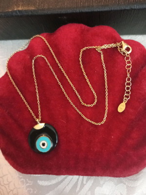 Silver 925 Evil Eye Necklace gold plated with enamel like new