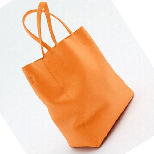 Zara orange real leather tote bag boho chic new with tags