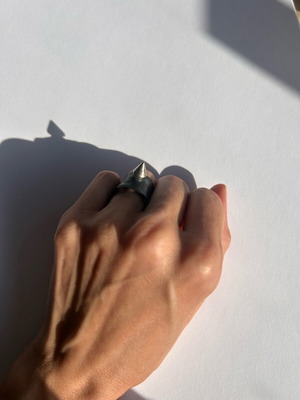 Handmade rubber and metal ring like new