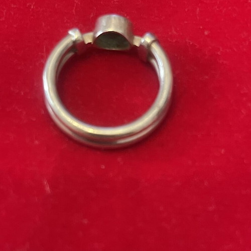 925 silver ring with green stone, size 55