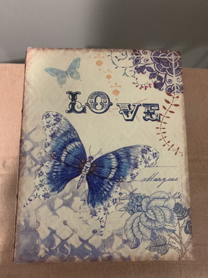 Vintage storage box with butterfly and flower design
