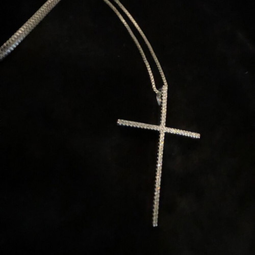 Cross pendant silver plated stainless steel new
