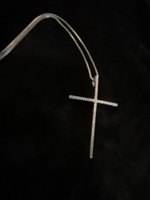 Cross pendant silver plated stainless steel new
