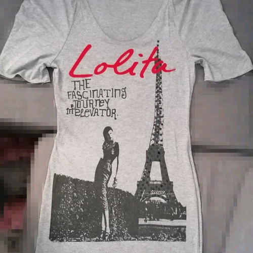 Nolita grey dress with red and black lettering