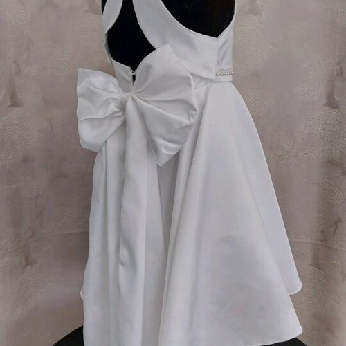 Baptism set unicorn theme white satin dress open back
