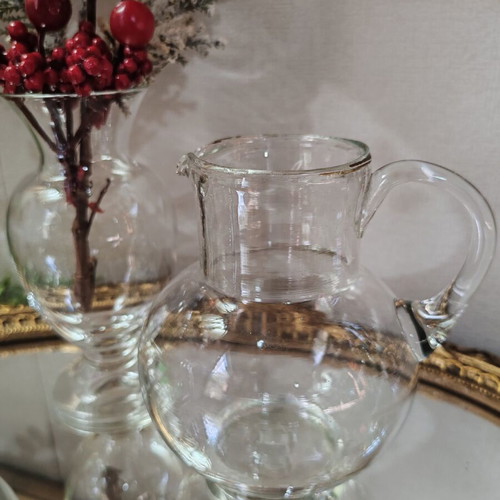 Vintage set of 3 solid glass pitchers and vase, Austria