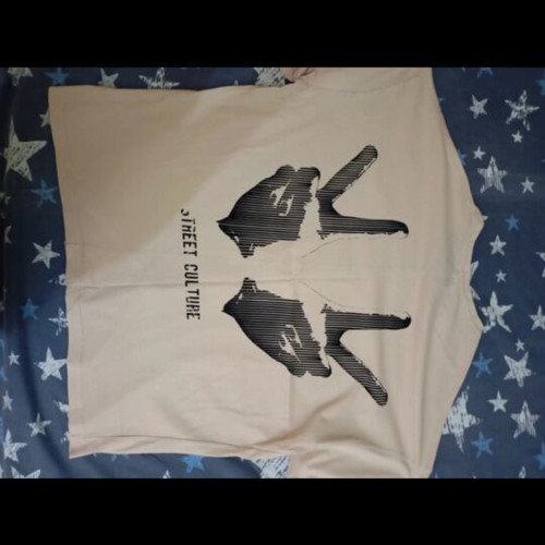 T-shirt new, beige, size M, back design