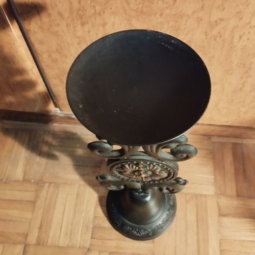 Vintage Cast Iron Candle Holder 40 cm with Large Candle