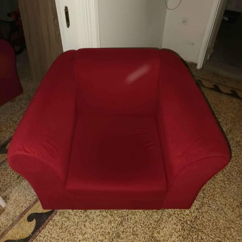 Sofa-armchair set with three-seater, two-seater and armchair red like new