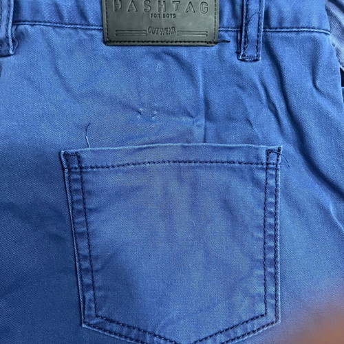 Hashtag blue fabric bermuda shorts and shirt set