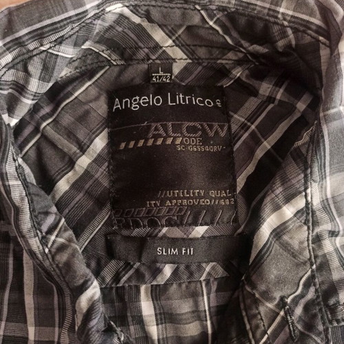 Men's dress shirt used, size L, black and white