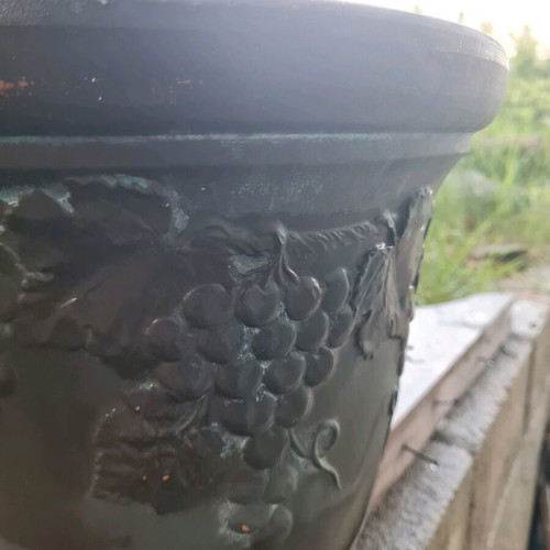 Ceramic planter used with embossed design