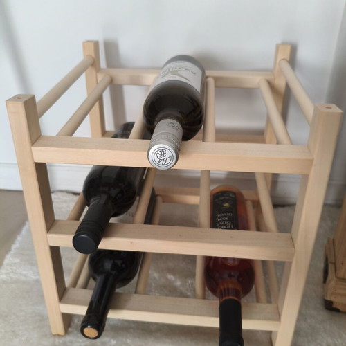Wooden wine rack for 6 bottles, natural wood