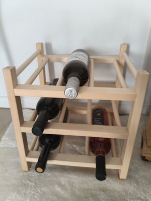 Wooden wine rack for 6 bottles, natural wood