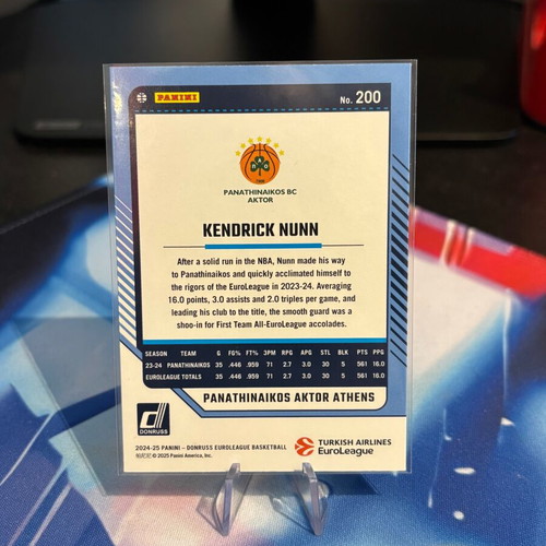 Kendrick Nunn Orange Laser Card 2024-25 Panini Donruss EuroLeague like new