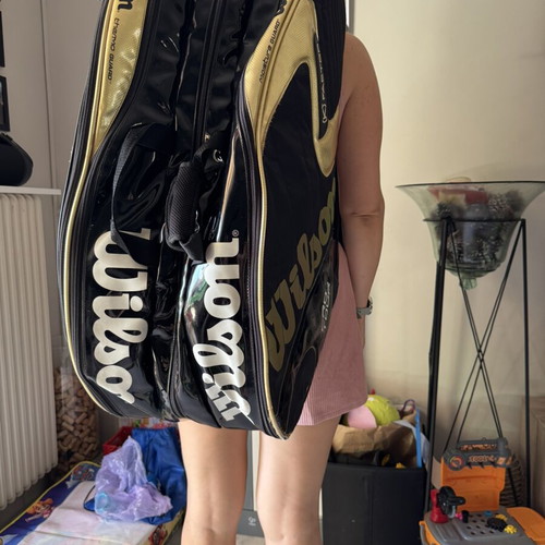 Wilson K Pro Tour Super Six Tennis Bag like new, black and gold