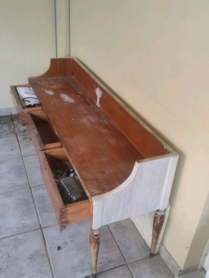 Wooden dresser-nightstand used with 3 drawers