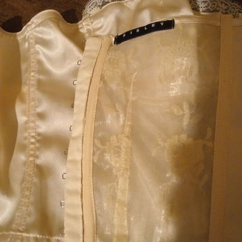 Sisley Strapless Bustier with Lace and Embroidery, New, Cream