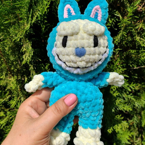 Knitted Labubu new with crochet and velour yarn