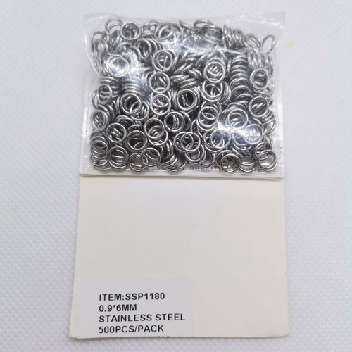 Stainless steel open jump rings 0.9×6 mm, pack of 500, new