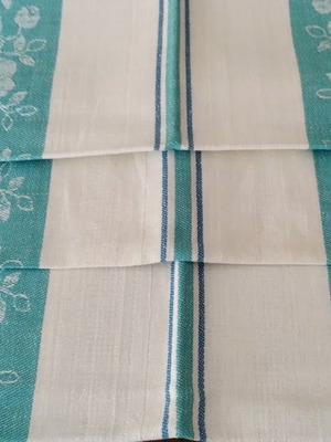 Vintage cotton towels set of 3 with floral jacquard from former USSR