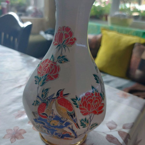 Irish vase used, hand-crafted Oriental Paradise design