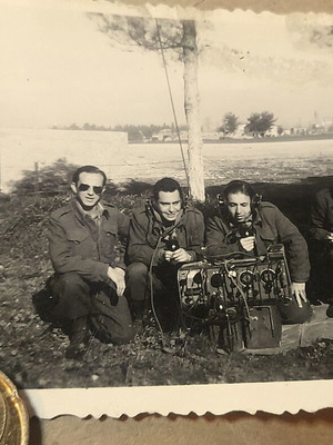 Vintage Military Photo Greek Soldiers with Field Radio and Headsets