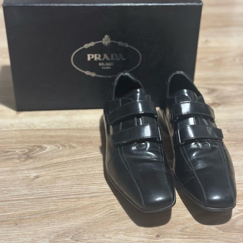 Prada leather men's shoes with adjustable Velcro straps like new