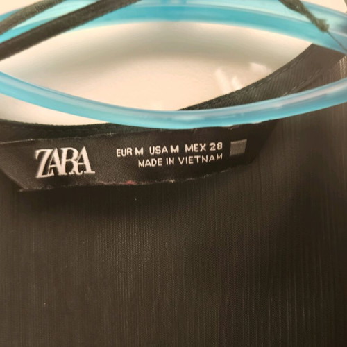 Zara blouse like new, black semi-transparent with pussy-bow