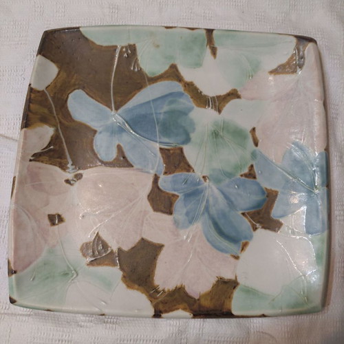 Faience platter handmade new with signature