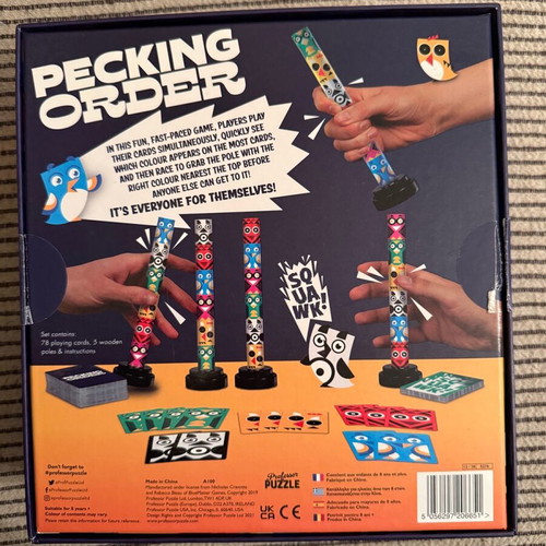 Pecking Order board game of rapid reactions Professor Puzzle like new