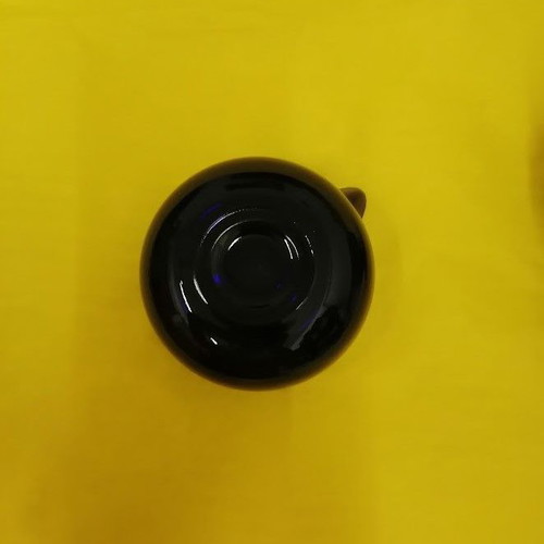 Vintage cobalt blue glass creamer with metal holder, like new
